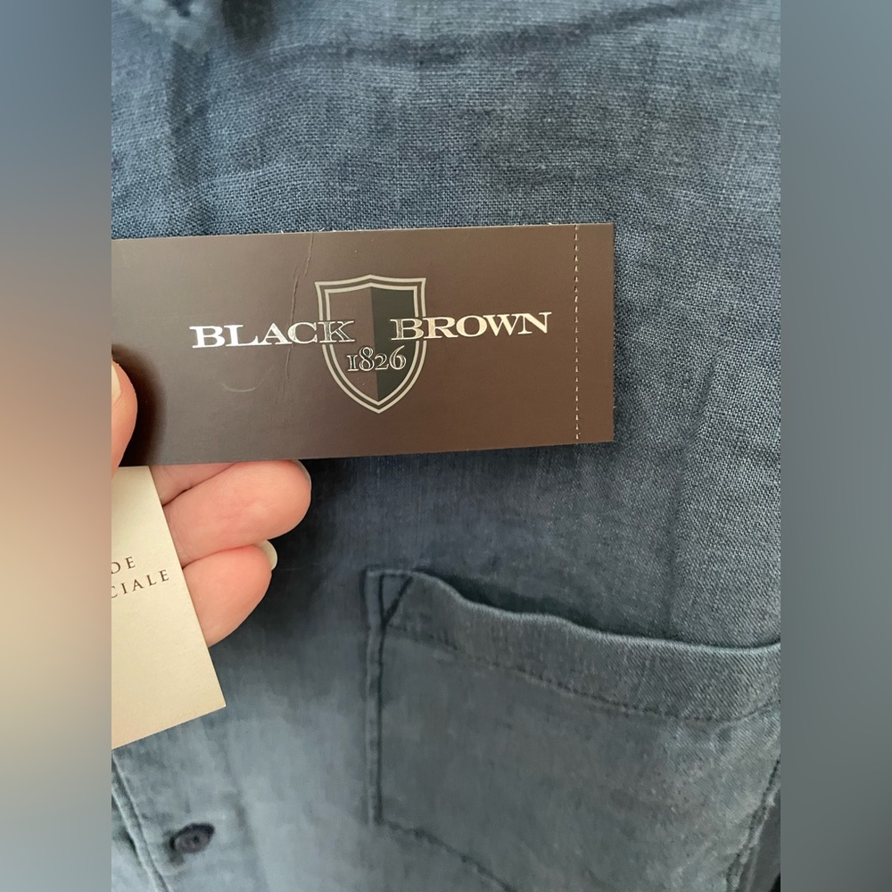 NWT Men’s Linen Shirt, Navy Blue, Sz. Large - Picture 4 of 5